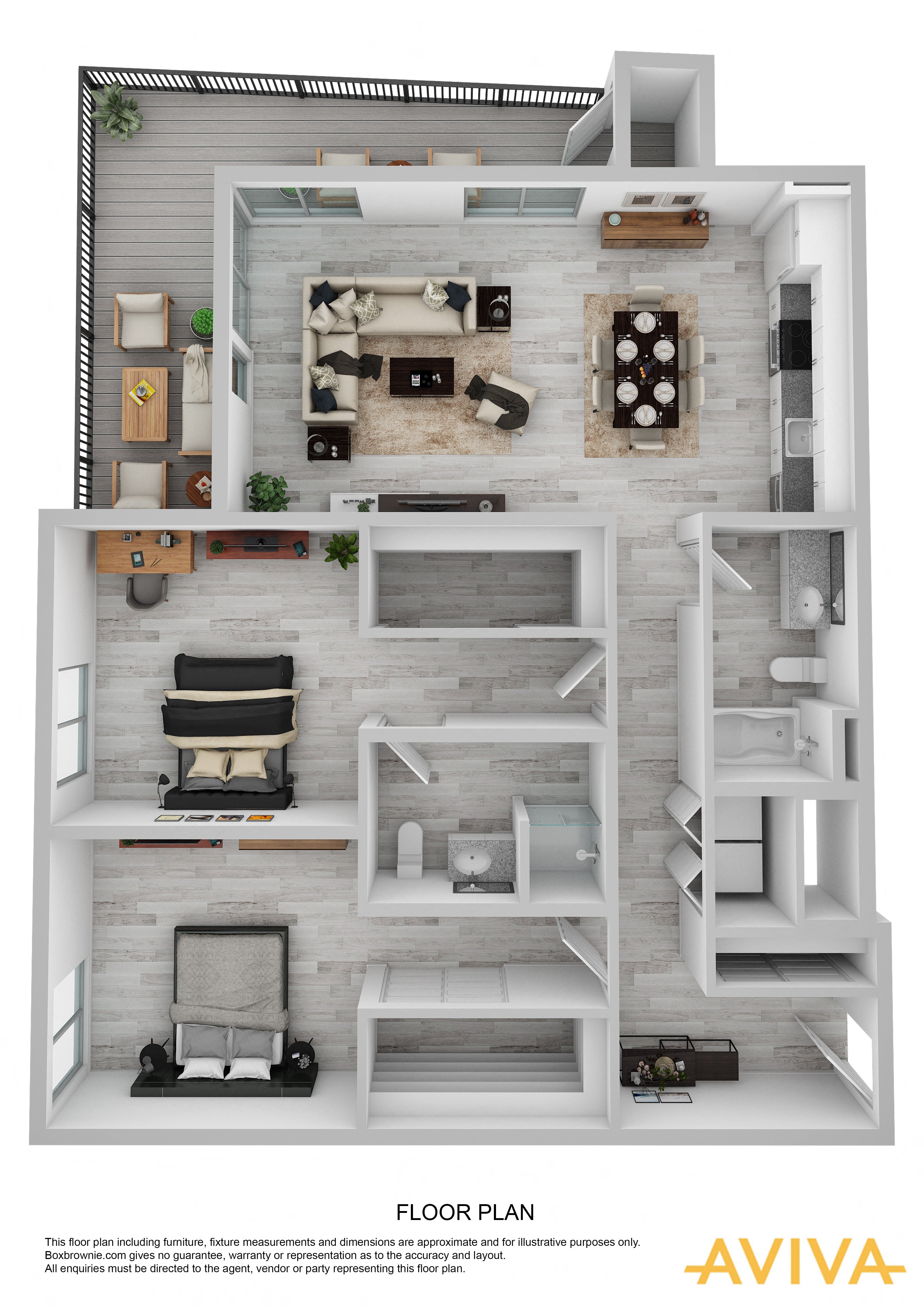 2 bedroom apartment floor plan at AVIVA Apartments
